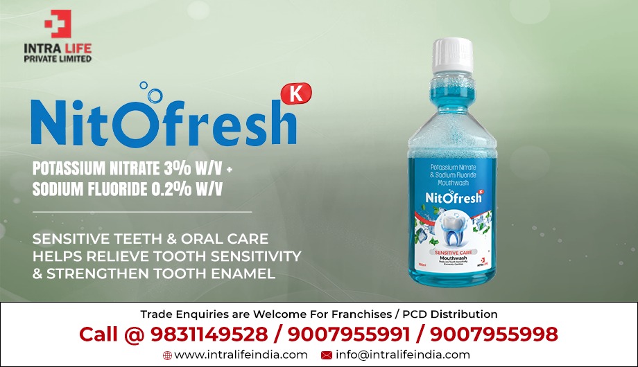 NITOFRESH-K Mouthwash – Potassium Nitrate 3% + Sodium Fluoride 0.2% for Tooth Sensitivity Relief a